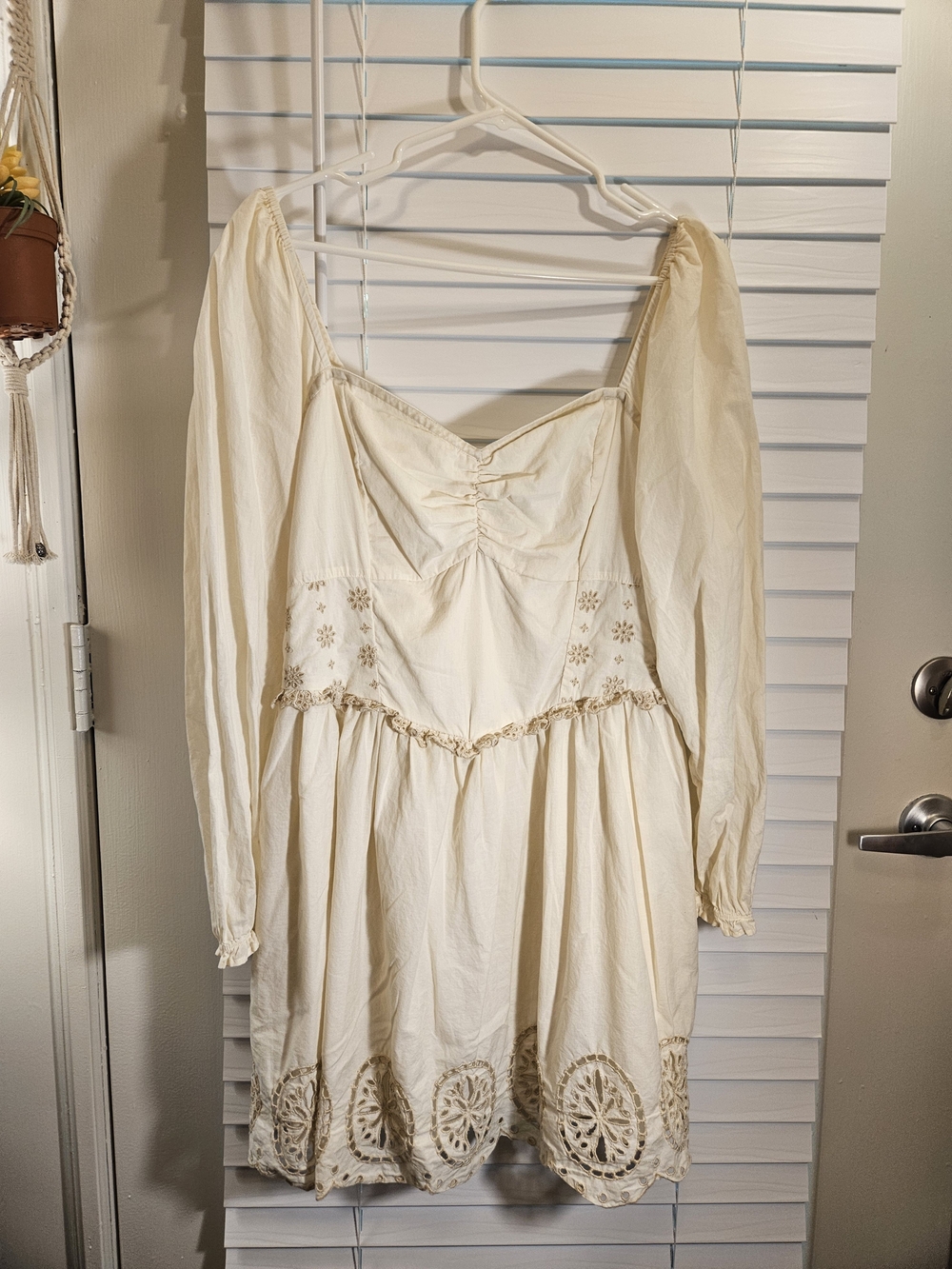 AE American Eagle Cottagecore Cream Sweetheart Ruched Embroidered Sz XL - Picture 11 of 11